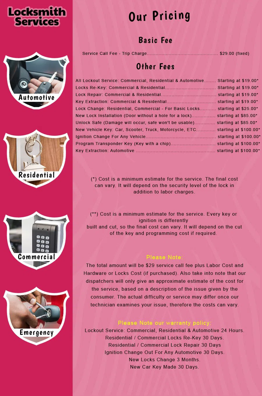 Willingboro NJ Locksmith Store Willingboro, NJ 609-496-5364 - price-list-c-18